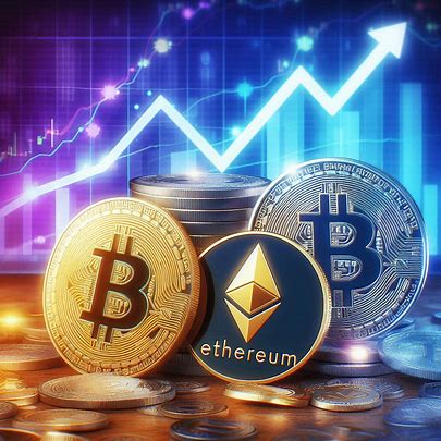 Bitcoin and Ethereum coins